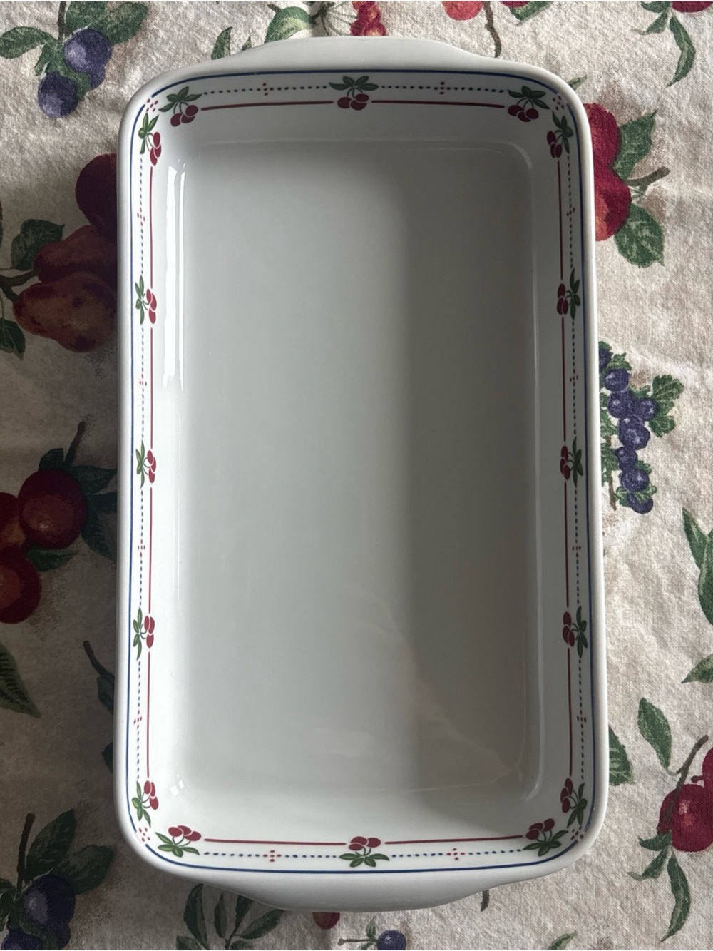 Vintage Pillivuyt France Cherry Porcelain Baking Casserole Dish 11x6.5 +Gift